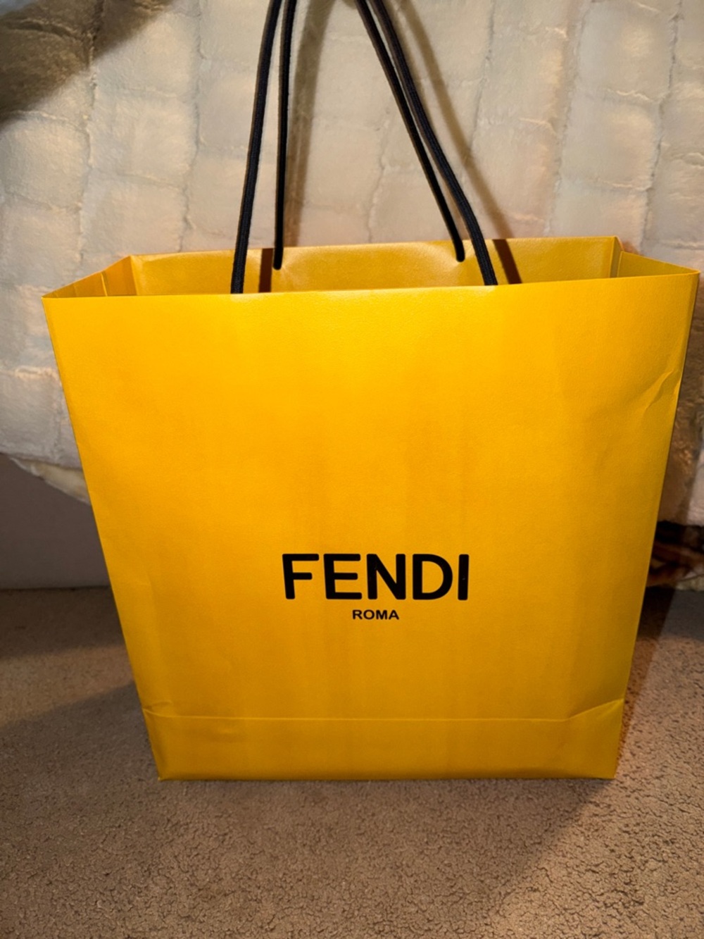 Fendi Bright Yellow Logo Shopping Bag